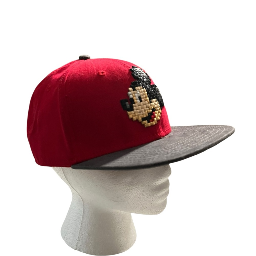 Disney Parks Mickey Mouse Pixelated Embroidered Snapback Cap